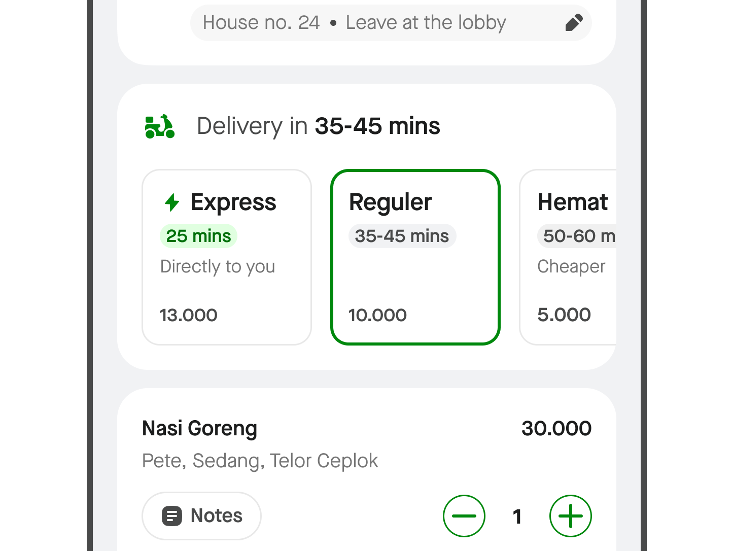 Variant A — Horizontal delivery options